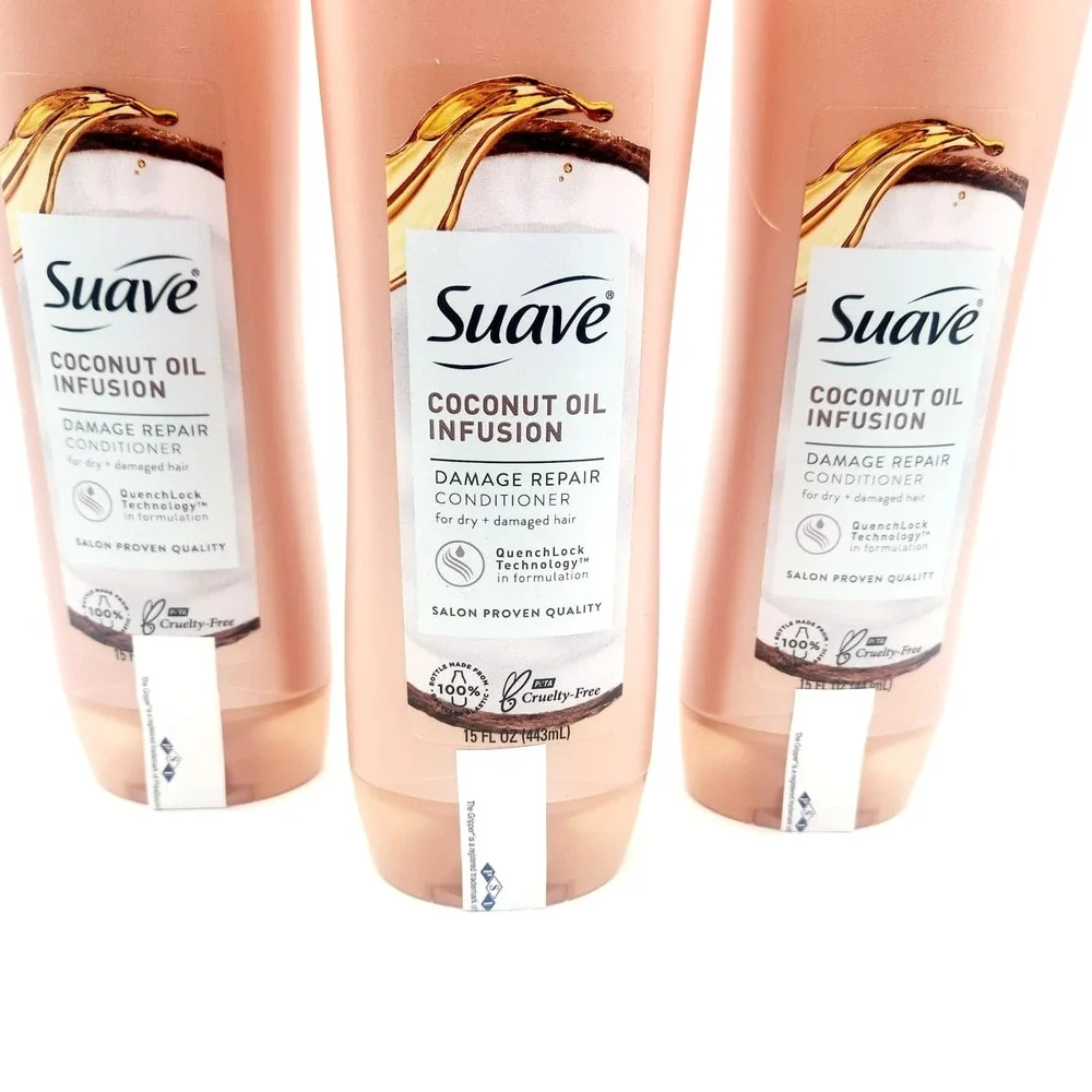 3-Pack Suave Conditioner 15oz Each Coconut Oil Daily Moisture‎ Care